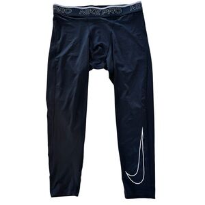 Nike Pro 3/4 Training Tights Men’s Large Black Dri-FIT Black Athletic Running